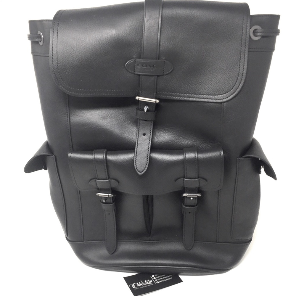 Coach Authentic Black Leather Hudson Backpack - Picture 1 of 5